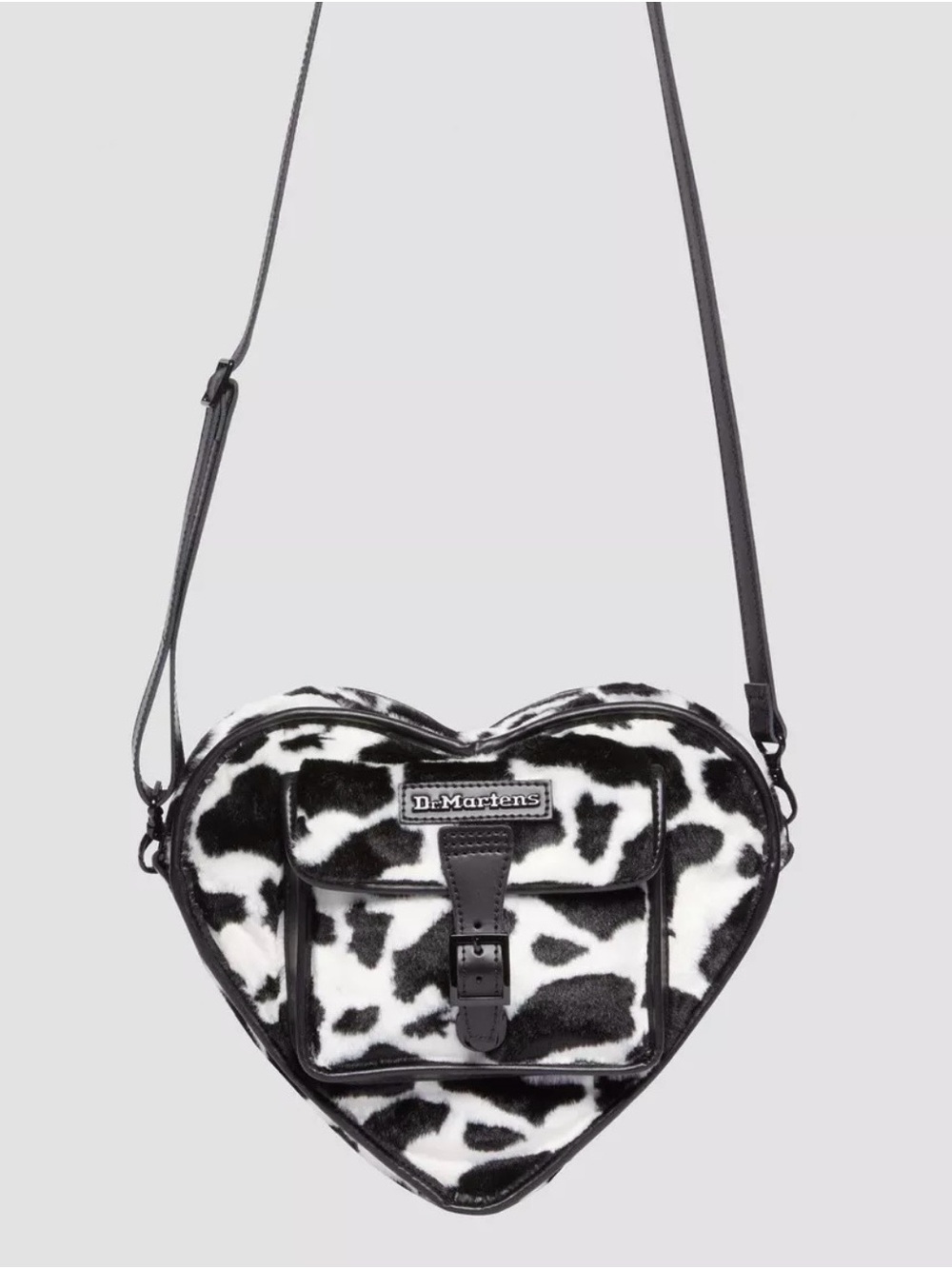 Dr. Martens Black & White Cow Print Heart Bag